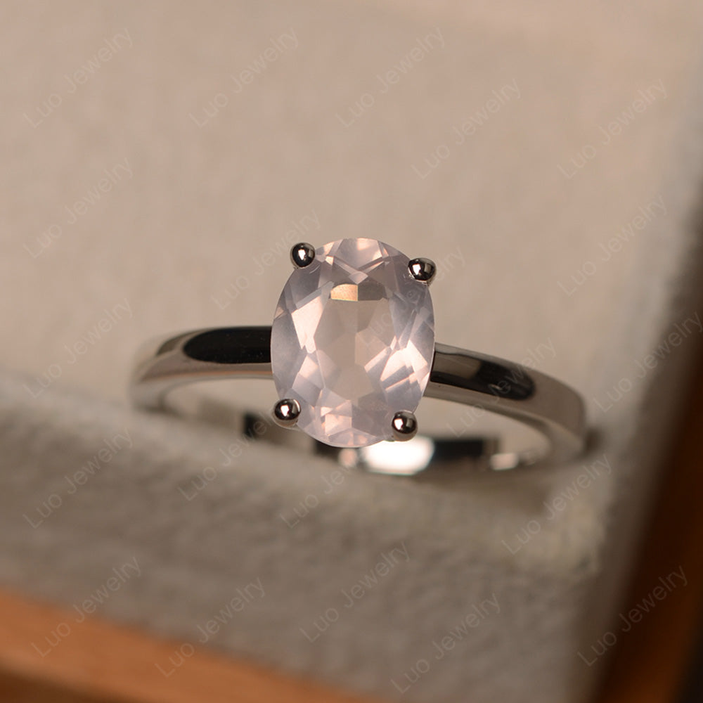 Oval Rose Quartz Solitaire Engagement Ring - LUO Jewelry