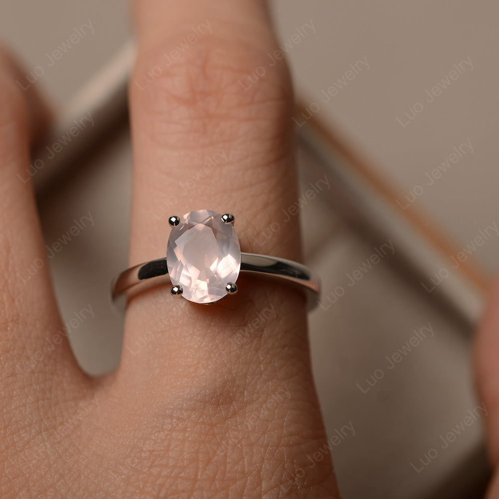 Oval Rose Quartz Solitaire Engagement Ring - LUO Jewelry
