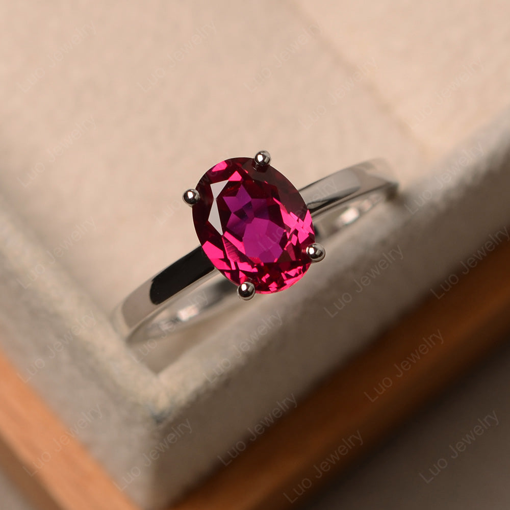 Oval Ruby Solitaire Engagement Ring - LUO Jewelry