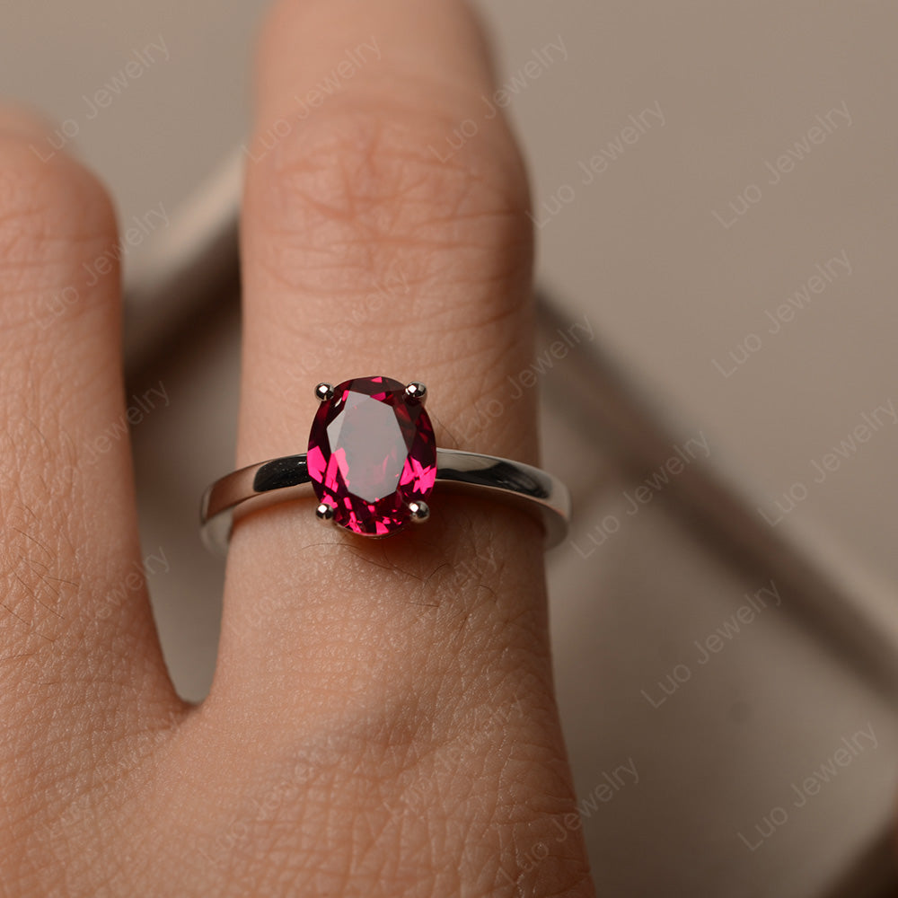 Oval Ruby Solitaire Engagement Ring - LUO Jewelry