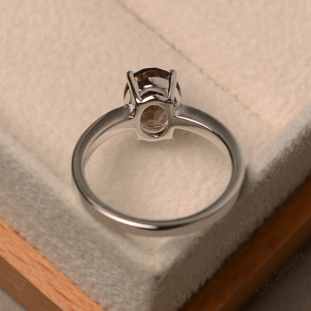 Oval Smoky Quartz  Solitaire Engagement Ring - LUO Jewelry
