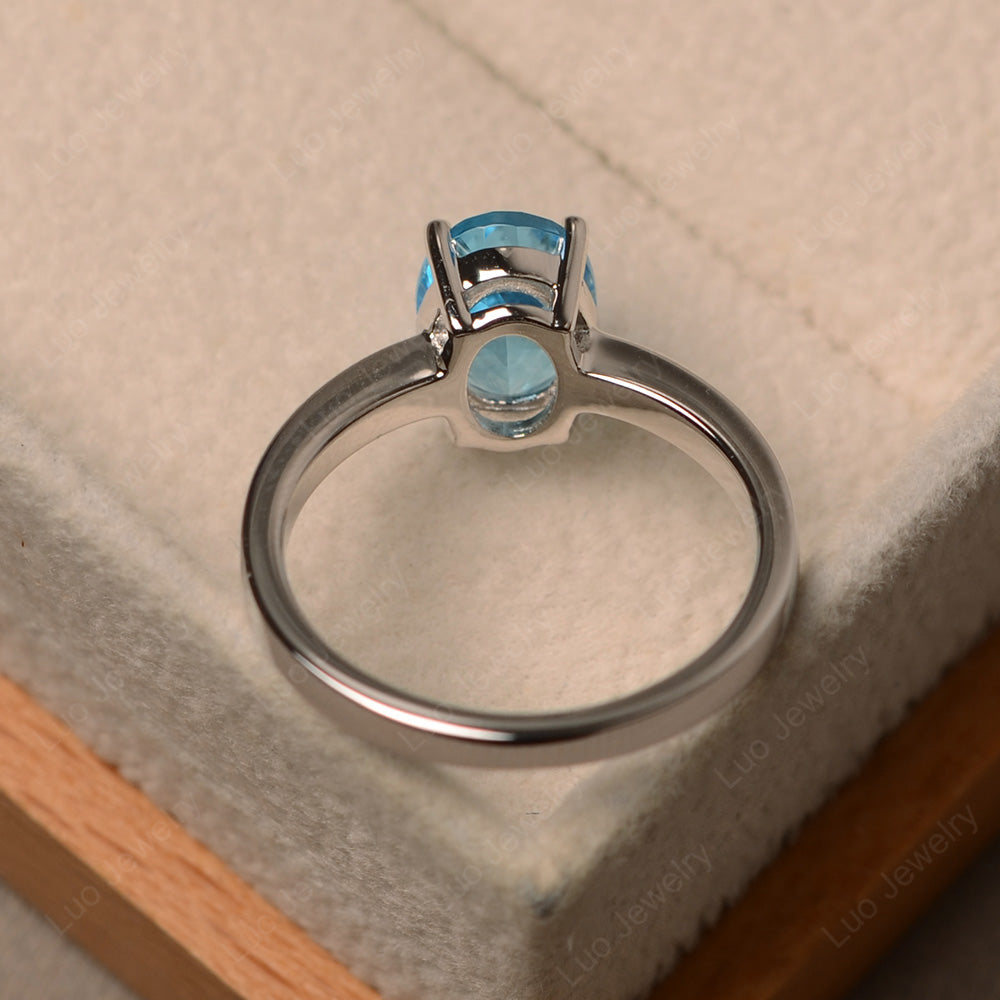 Oval Swiss Blue Topaz Solitaire Engagement Ring - LUO Jewelry