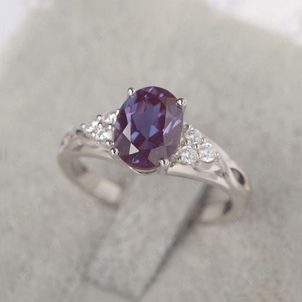 Alexandrite Ring Oval Cut Engagement Ring Gold - LUO Jewelry