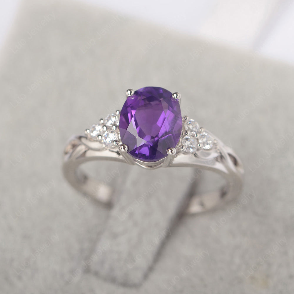 Amethyst Ring Oval Cut Engagement Ring Gold - LUO Jewelry