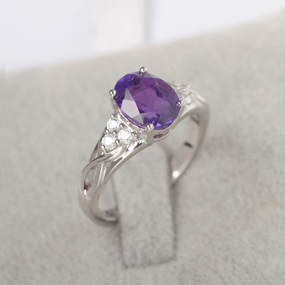 Amethyst Ring Oval Cut Engagement Ring Gold - LUO Jewelry