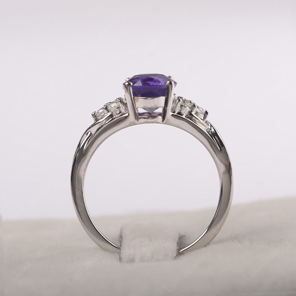Amethyst Ring Oval Cut Engagement Ring Gold - LUO Jewelry