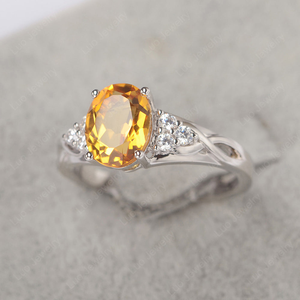 Citrine Ring Oval Cut Engagement Ring Gold - LUO Jewelry