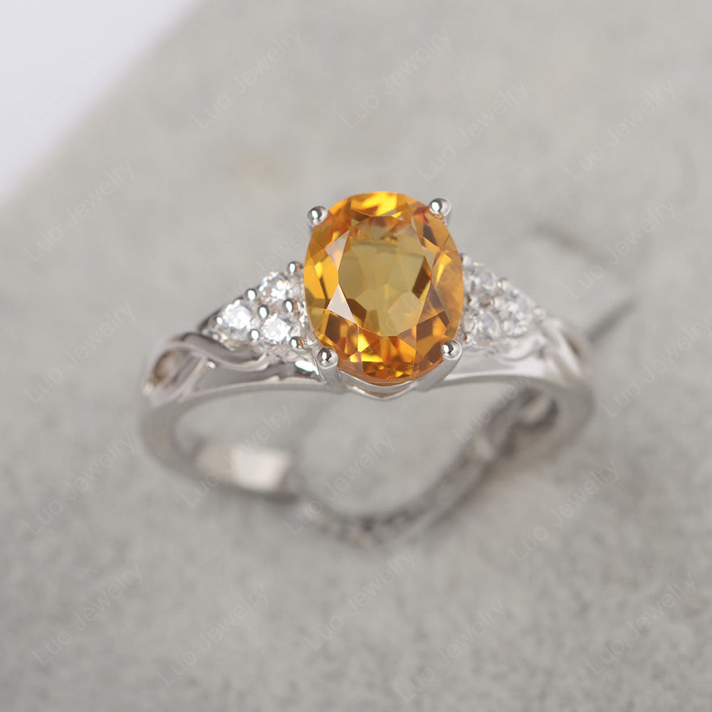 Citrine Ring Oval Cut Engagement Ring Gold - LUO Jewelry