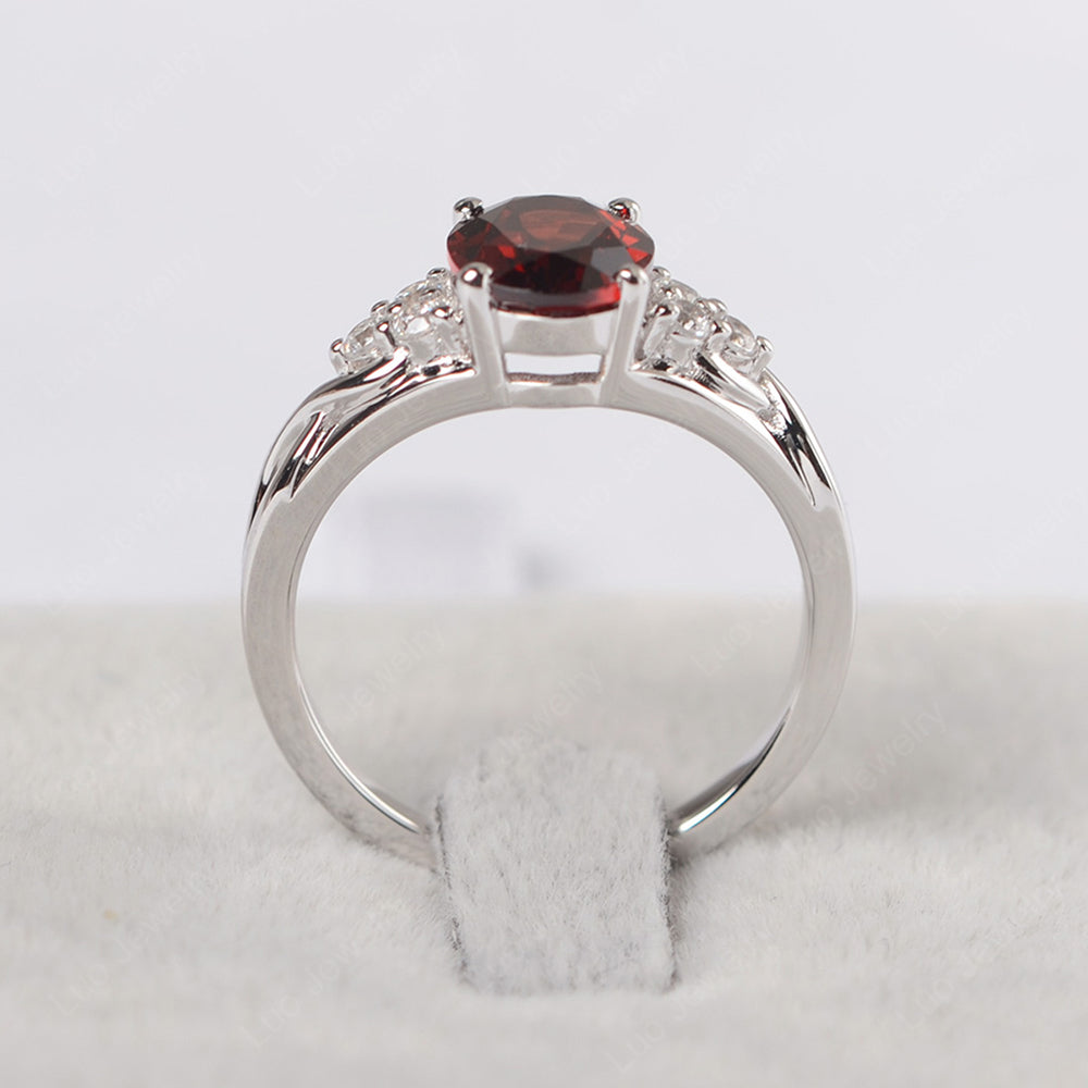 Garnet Ring Oval Cut Engagement Ring Gold - LUO Jewelry