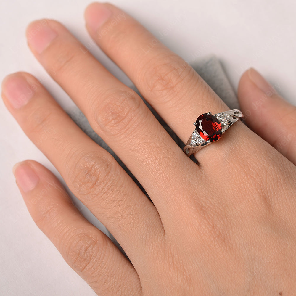 Garnet Ring Oval Cut Engagement Ring Gold - LUO Jewelry