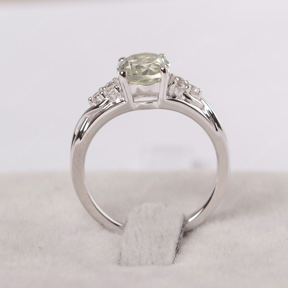 Green Amethyst Ring Oval Cut Engagement Ring Gold - LUO Jewelry