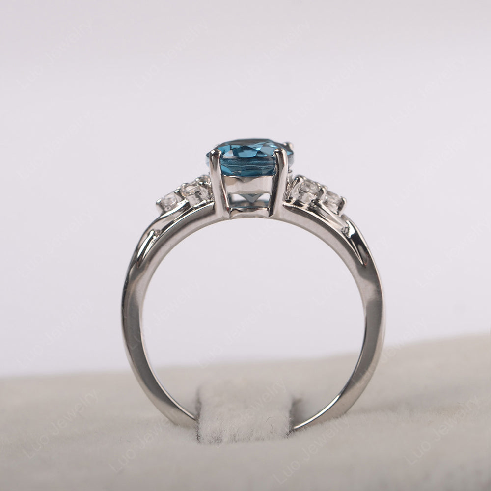 London Blue Topaz Ring Oval Cut Engagement Ring Gold - LUO Jewelry