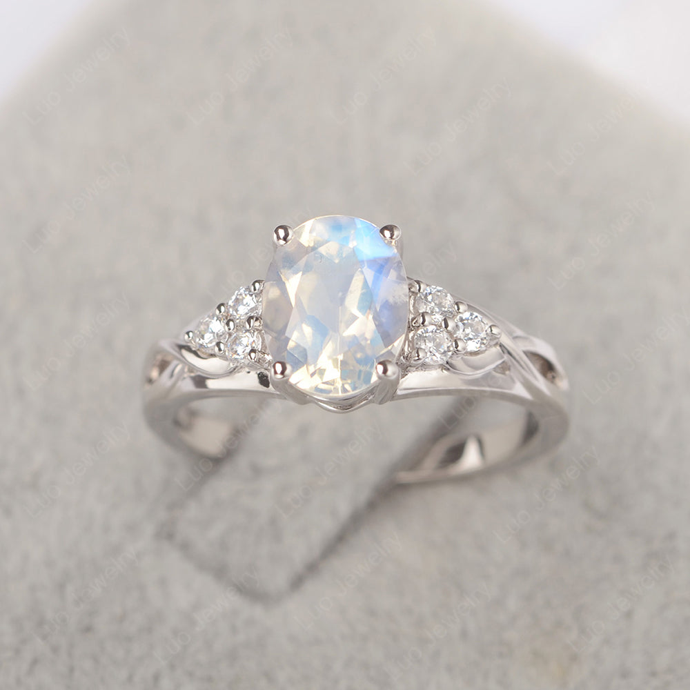 Moonstone Ring Oval Cut Engagement Ring Gold - LUO Jewelry