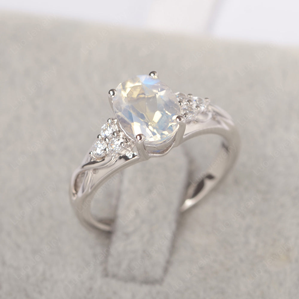 Moonstone Ring Oval Cut Engagement Ring Gold - LUO Jewelry