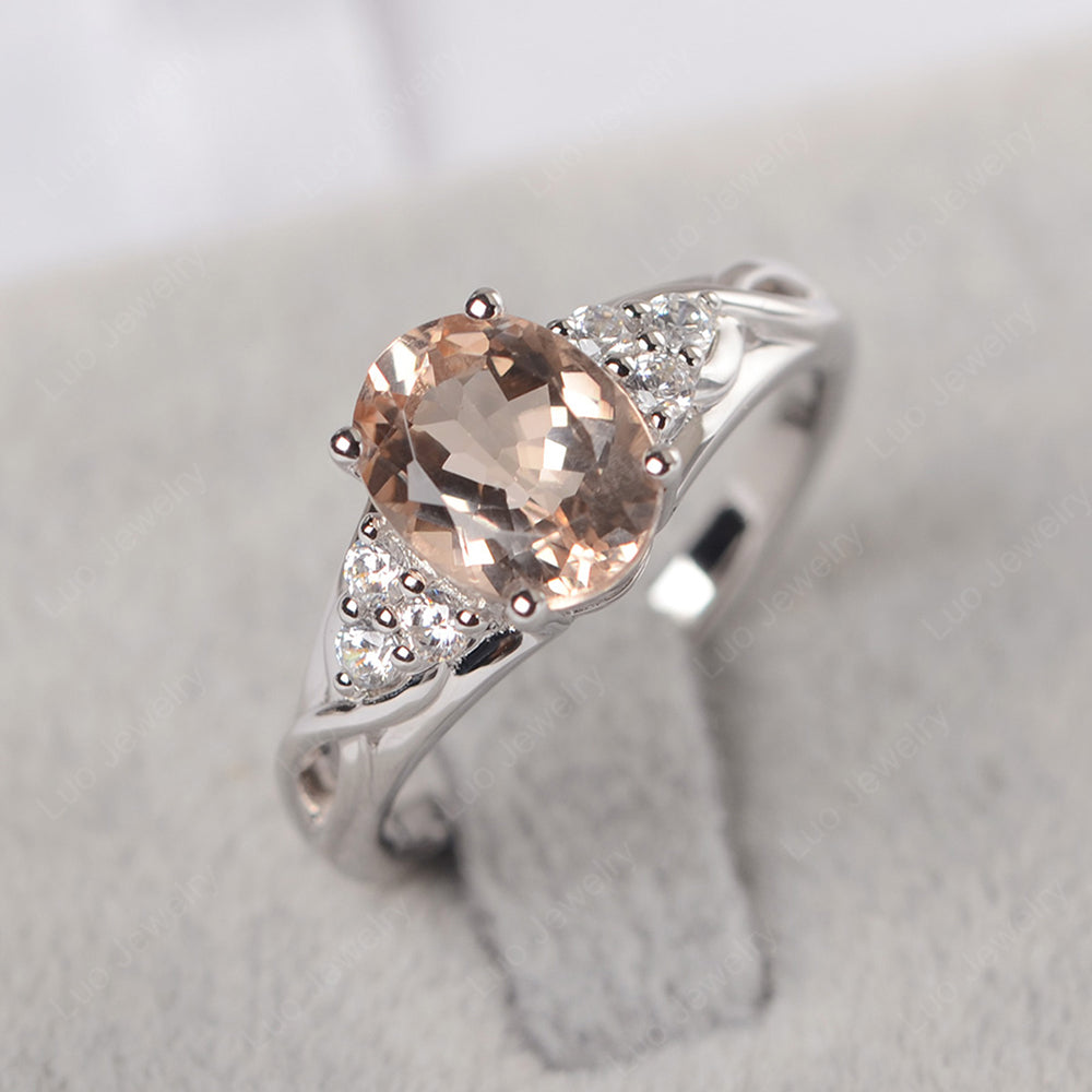 Morganite Ring Oval Cut Engagement Ring Gold - LUO Jewelry