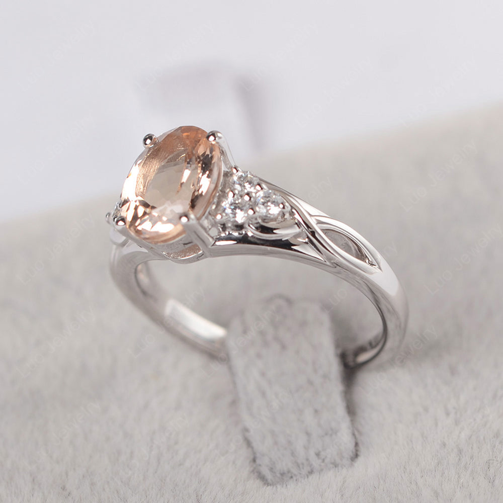 Morganite Ring Oval Cut Engagement Ring Gold - LUO Jewelry