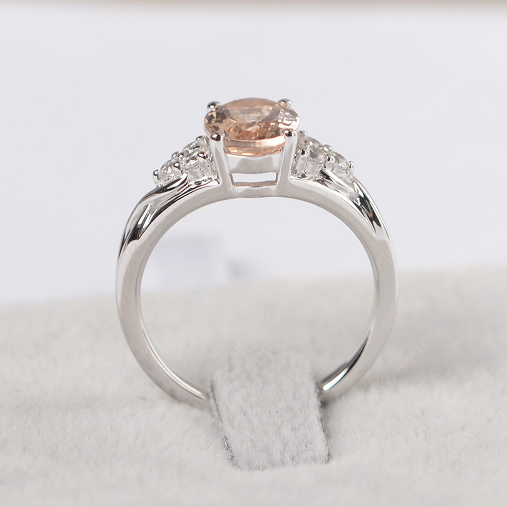 Morganite Ring Oval Cut Engagement Ring Gold - LUO Jewelry