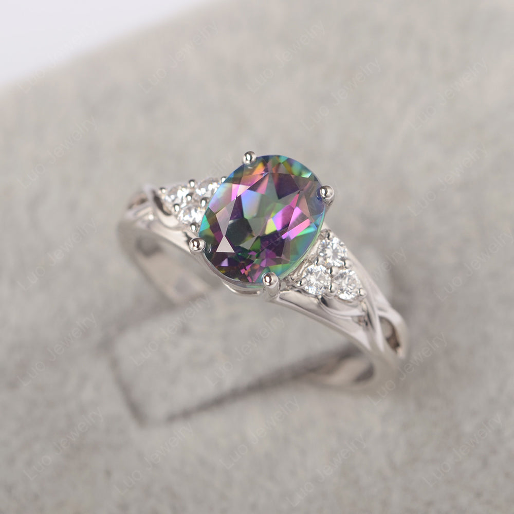 Mystic Topaz Ring Oval Cut Engagement Ring Gold - LUO Jewelry