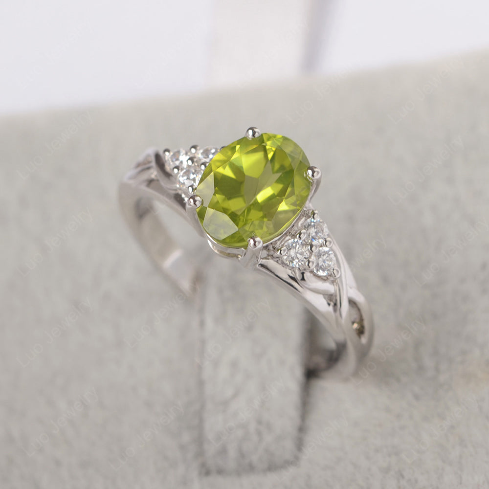 Peridot Ring Oval Cut Engagement Ring Gold - LUO Jewelry