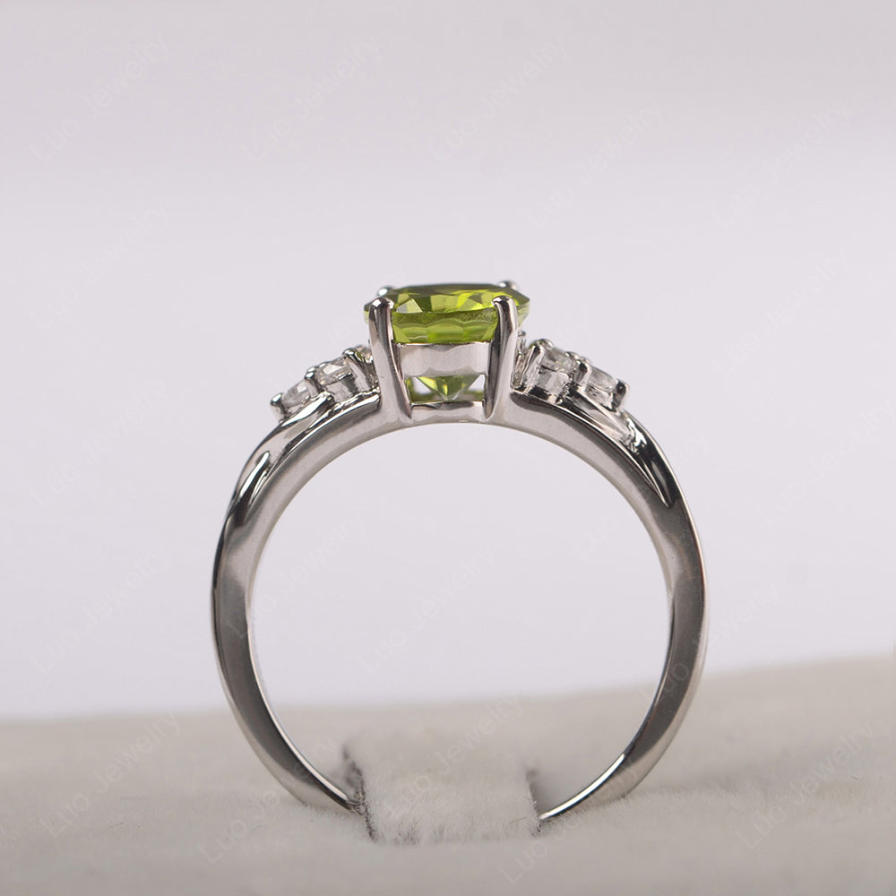 Peridot Ring Oval Cut Engagement Ring Gold - LUO Jewelry