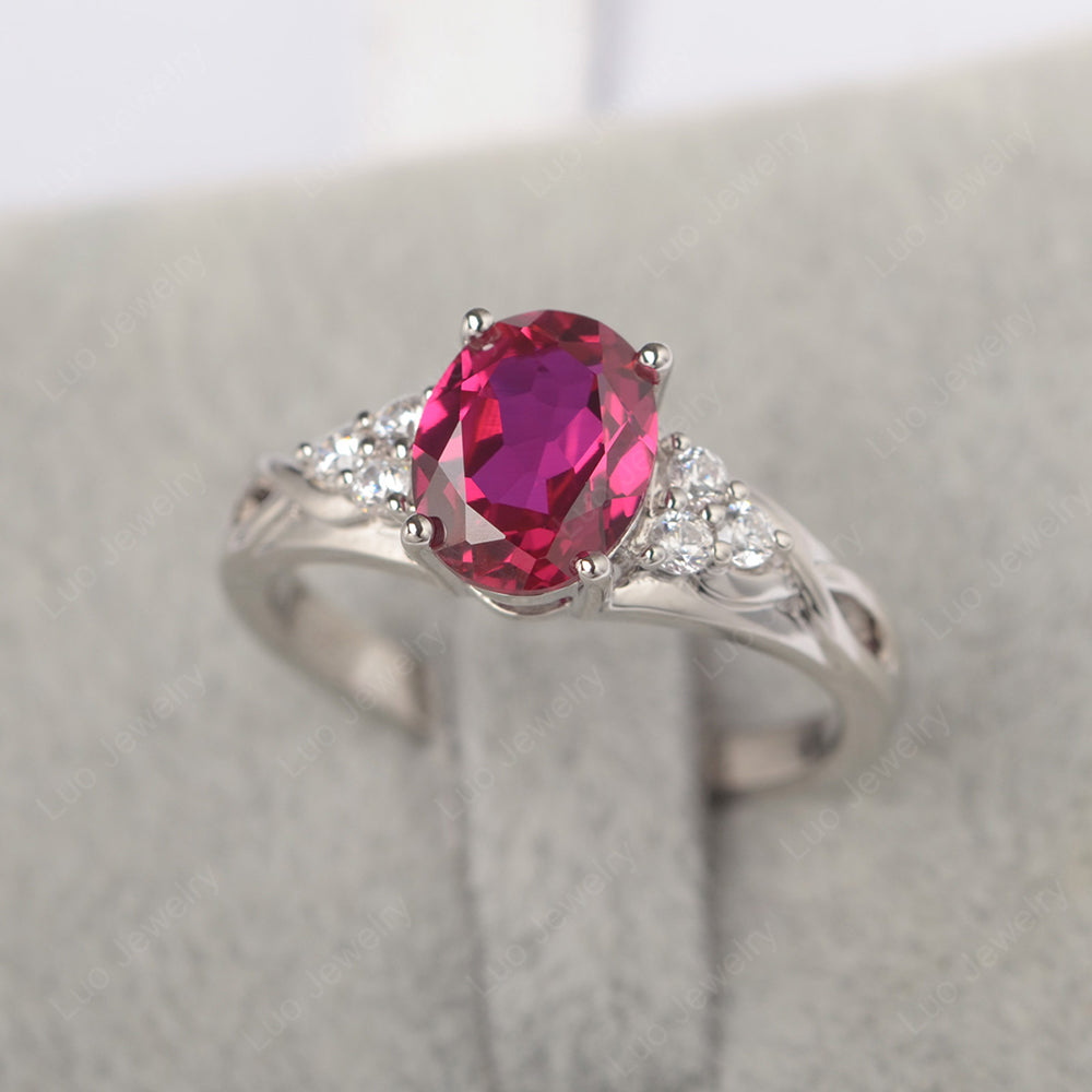 Ruby Ring Oval Cut Engagement Ring Gold - LUO Jewelry