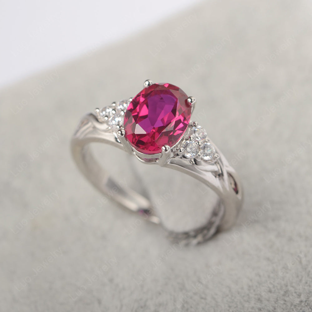 Ruby Ring Oval Cut Engagement Ring Gold - LUO Jewelry