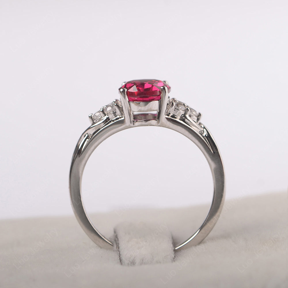 Ruby Ring Oval Cut Engagement Ring Gold - LUO Jewelry