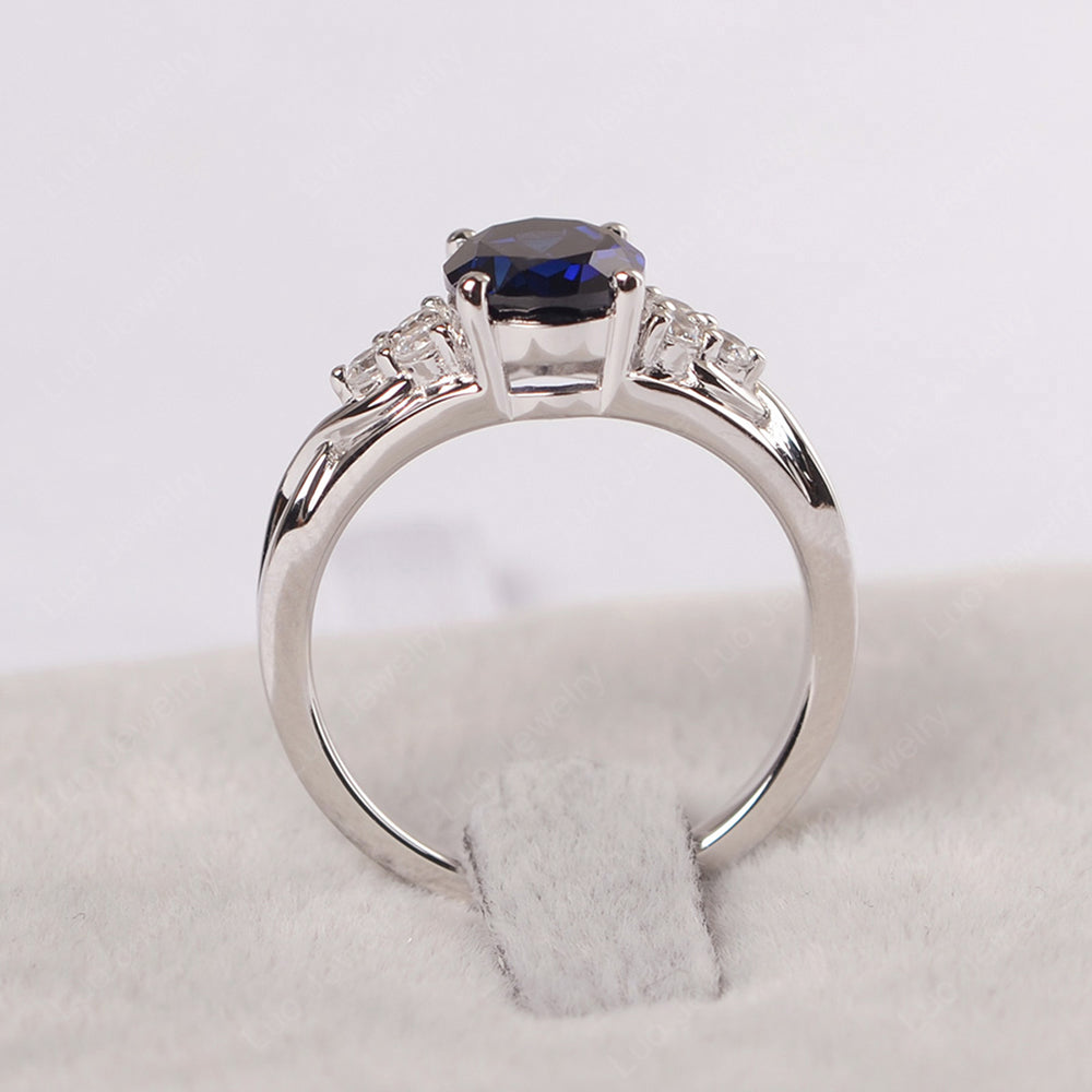Lab Sapphire Ring Oval Cut Engagement Ring Gold - LUO Jewelry