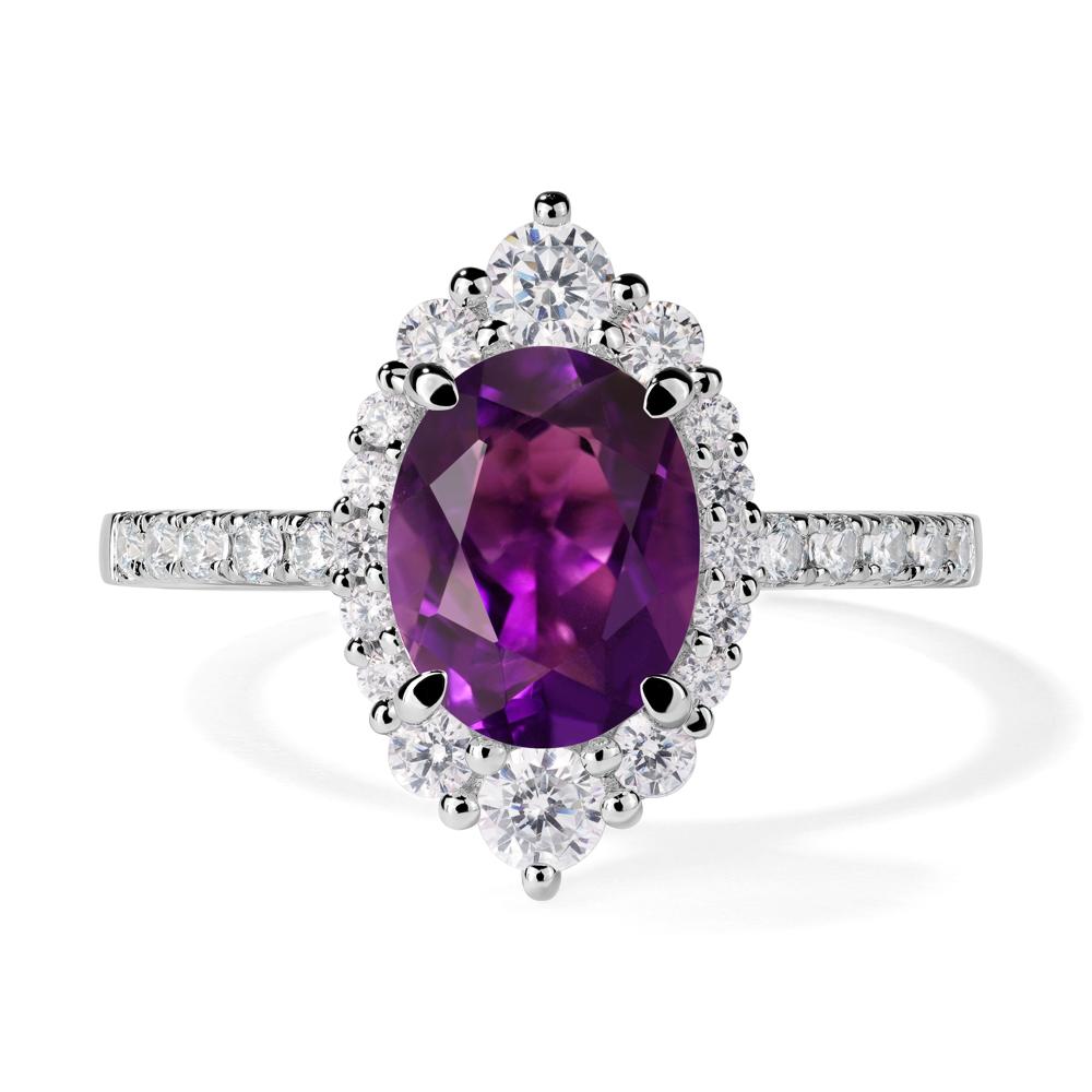 Amethyst Ring Halo Engagement Ring - LUO Jewelry #metal_14k white gold