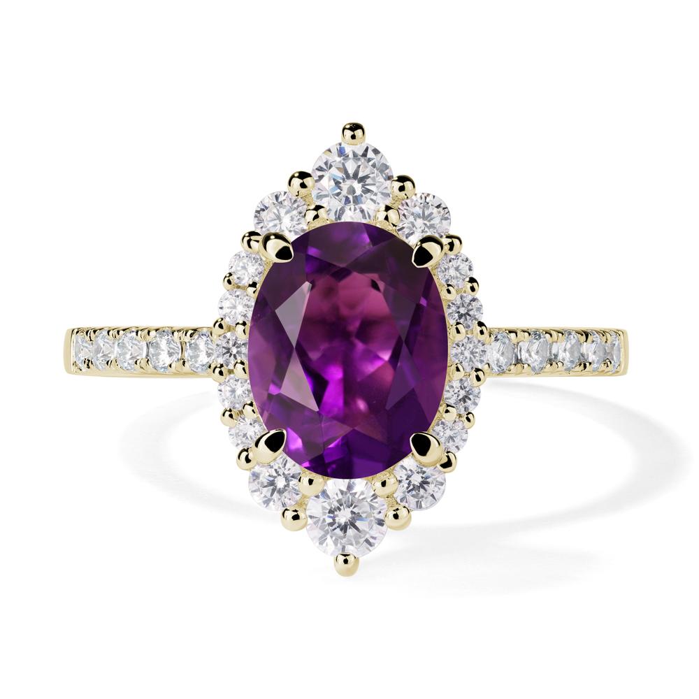 Amethyst Ring Halo Engagement Ring - LUO Jewelry #metal_14k yellow gold