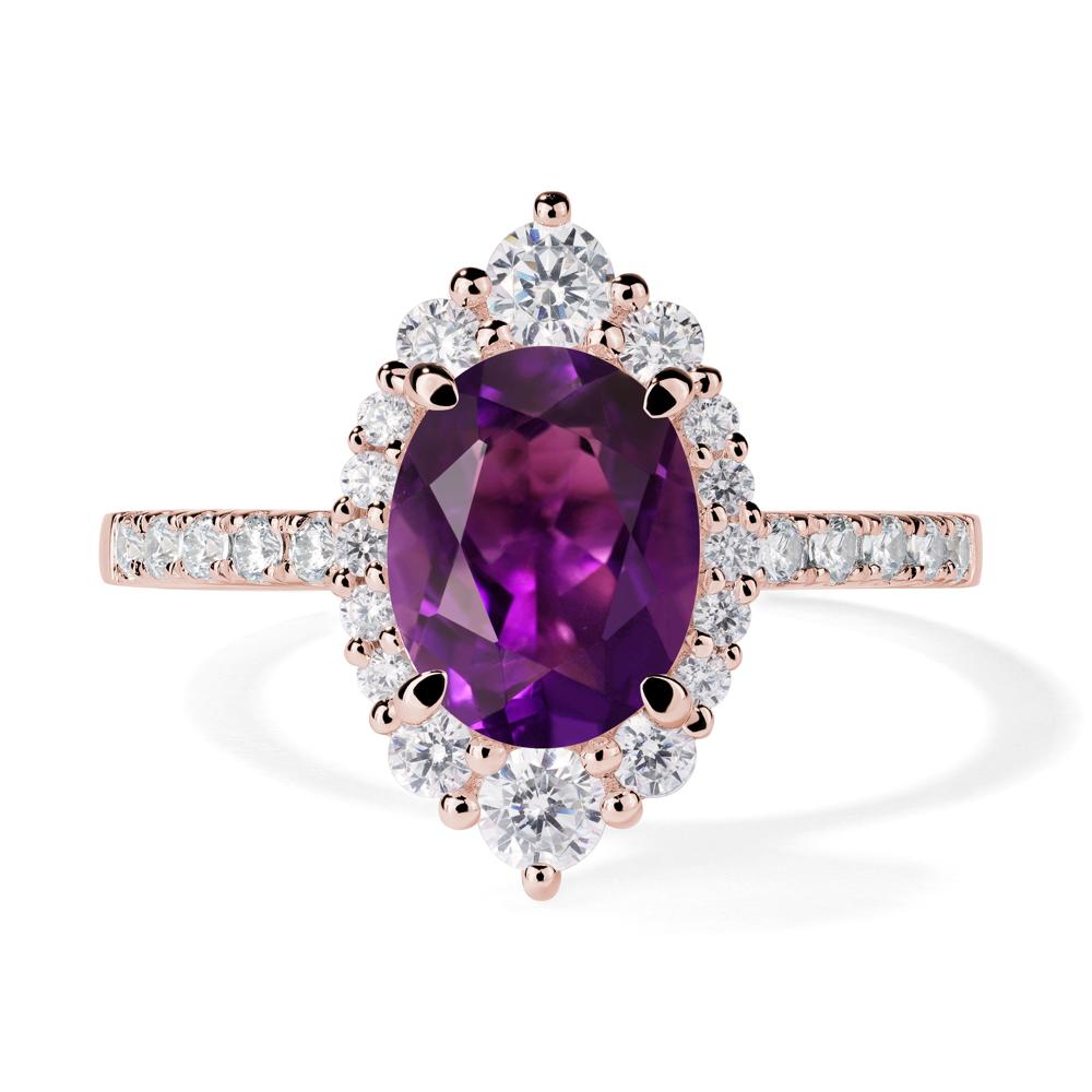 Amethyst Ring Halo Engagement Ring - LUO Jewelry #metal_18k rose gold
