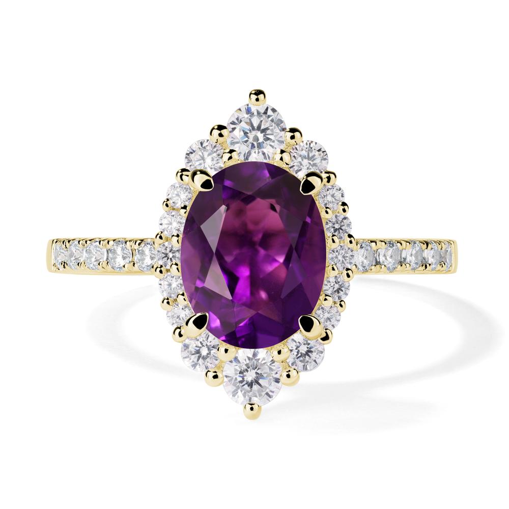 Amethyst Ring Halo Engagement Ring - LUO Jewelry #metal_18k yellow gold