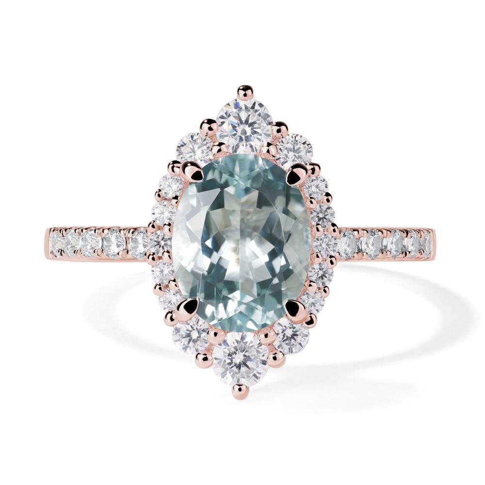 Aquamarine Ring Halo Engagement Ring - LUO Jewelry #metal_18k rose gold
