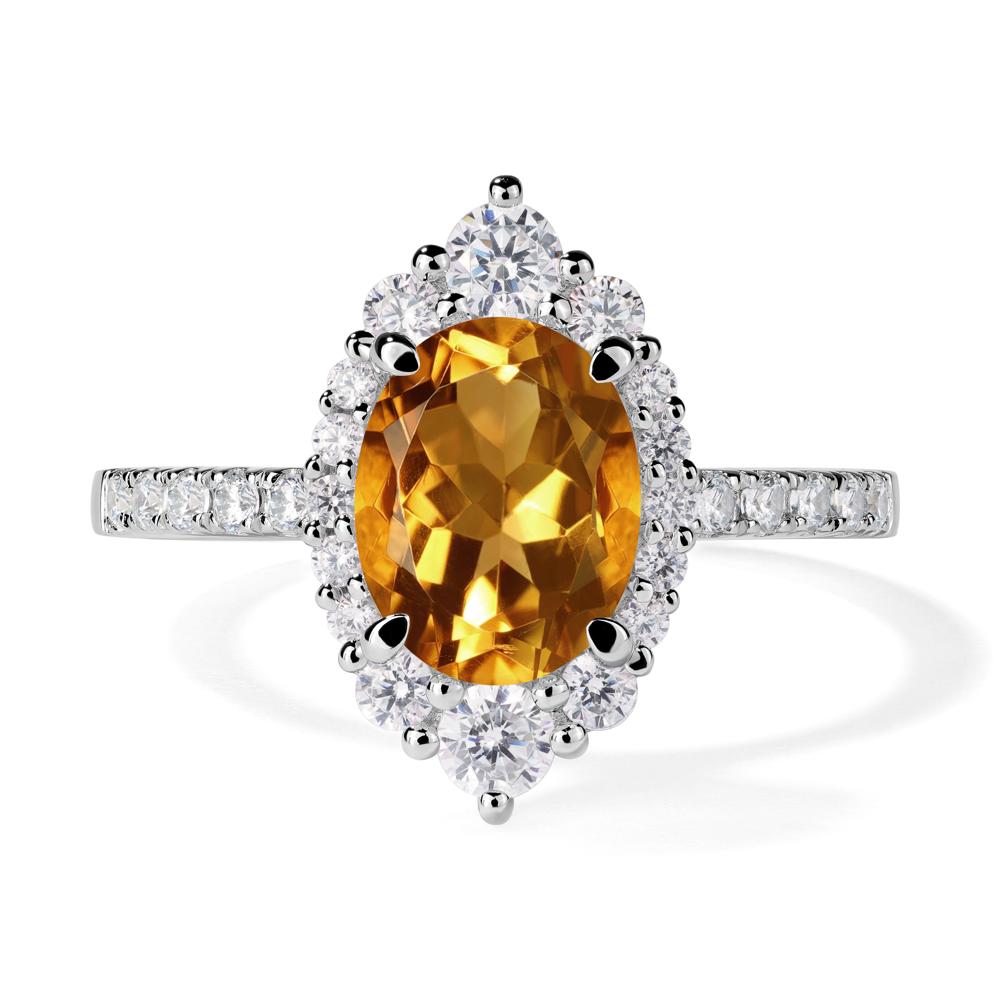 Citrine Ring Halo Engagement Ring - LUO Jewelry #metal_14k white gold