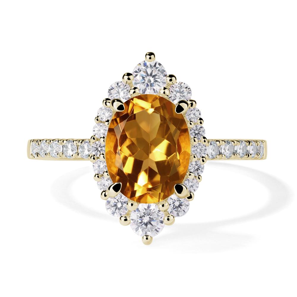 Citrine Ring Halo Engagement Ring - LUO Jewelry #metal_14k yellow gold