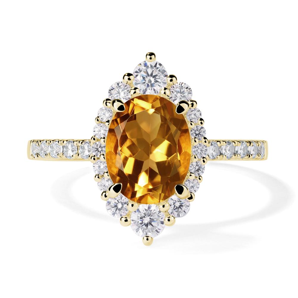 Citrine Ring Halo Engagement Ring - LUO Jewelry #metal_18k yellow gold