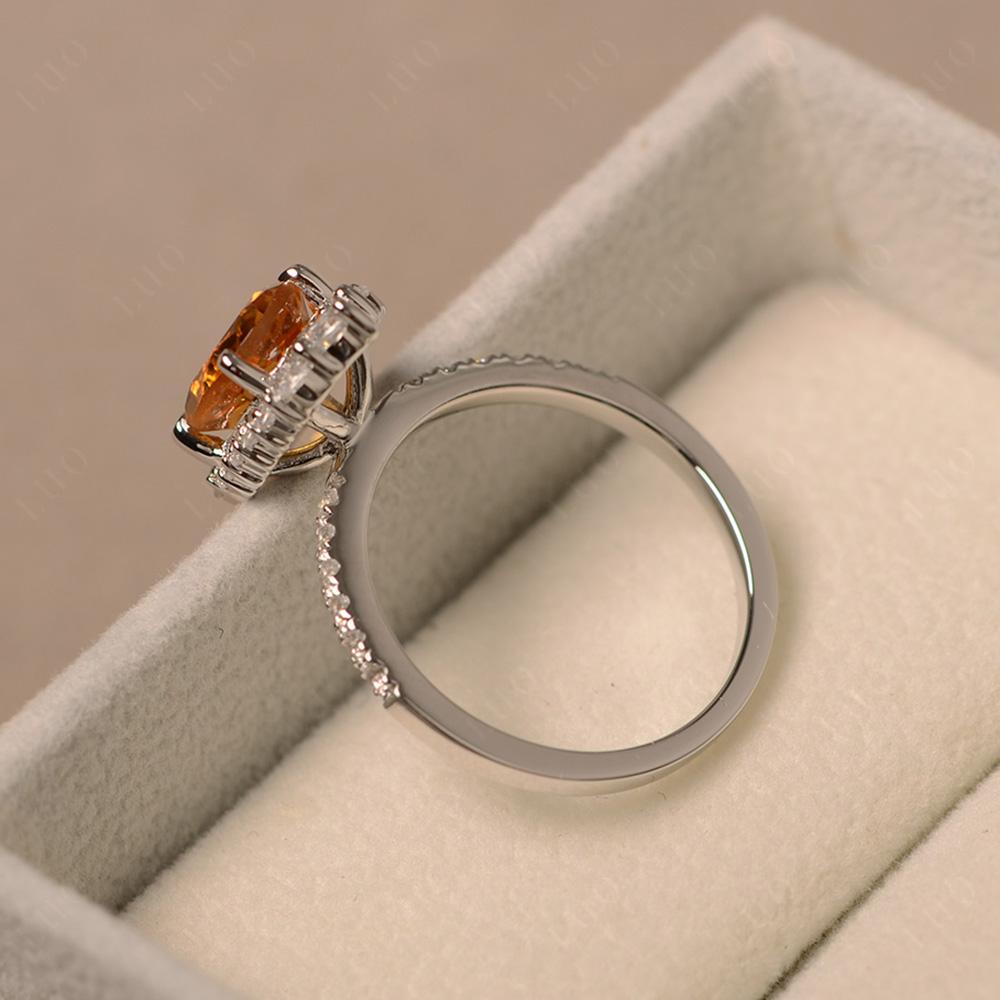 Citrine Ring Halo Engagement Ring - LUO Jewelry