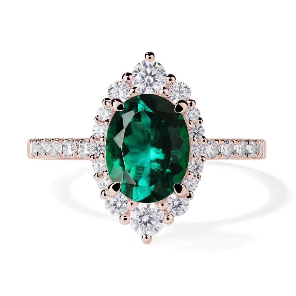 Emerald Ring Halo Engagement Ring - LUO Jewelry #metal_14k rose gold