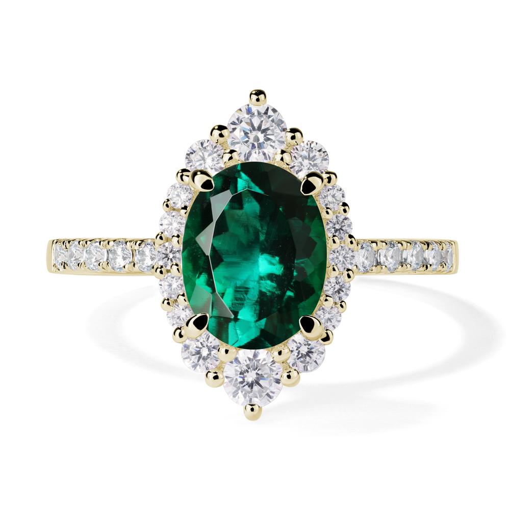 Emerald Ring Halo Engagement Ring - LUO Jewelry #metal_14k yellow gold