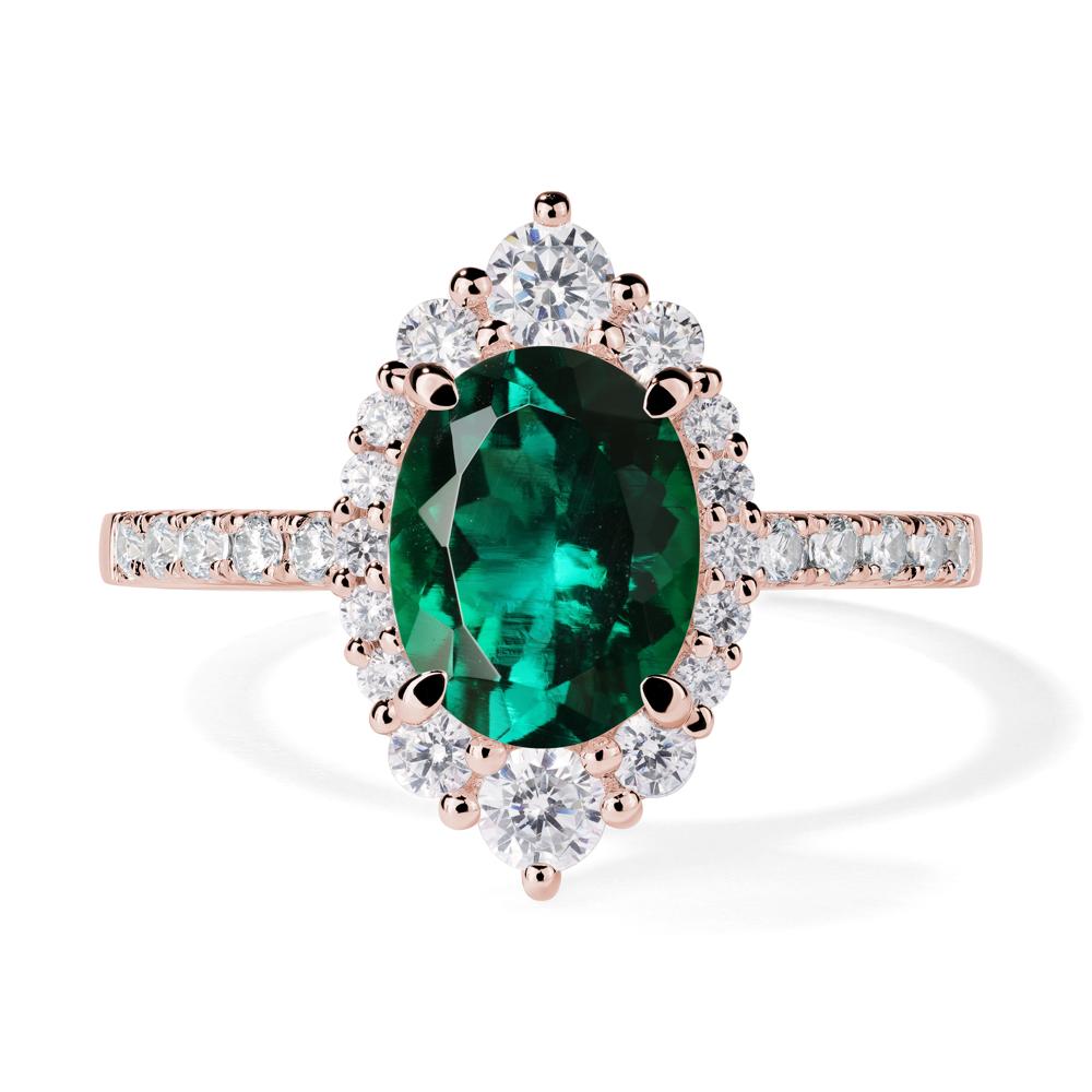 Emerald Ring Halo Engagement Ring - LUO Jewelry #metal_18k rose gold