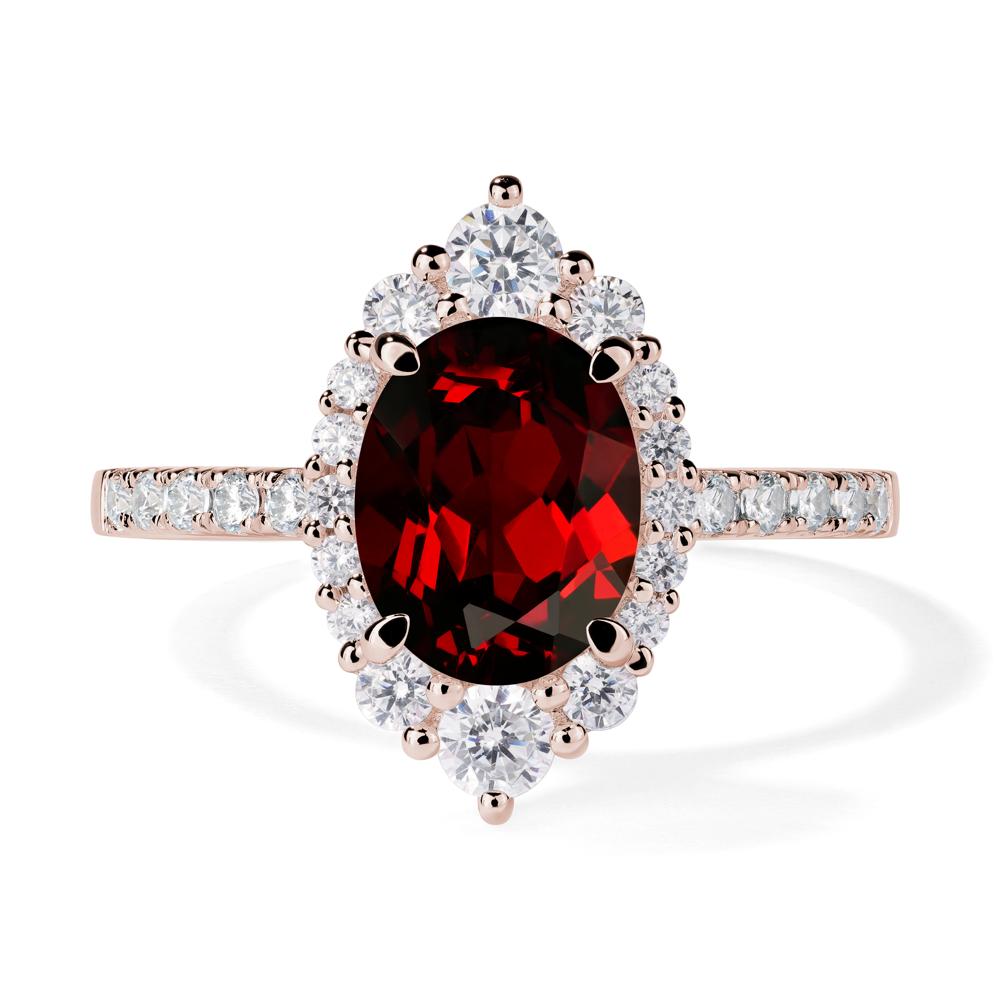 Garnet Ring Halo Engagement Ring - LUO Jewelry #metal_14k rose gold