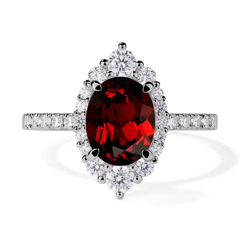 Garnet Ring Halo Engagement Ring - LUO Jewelry #metal_platinum