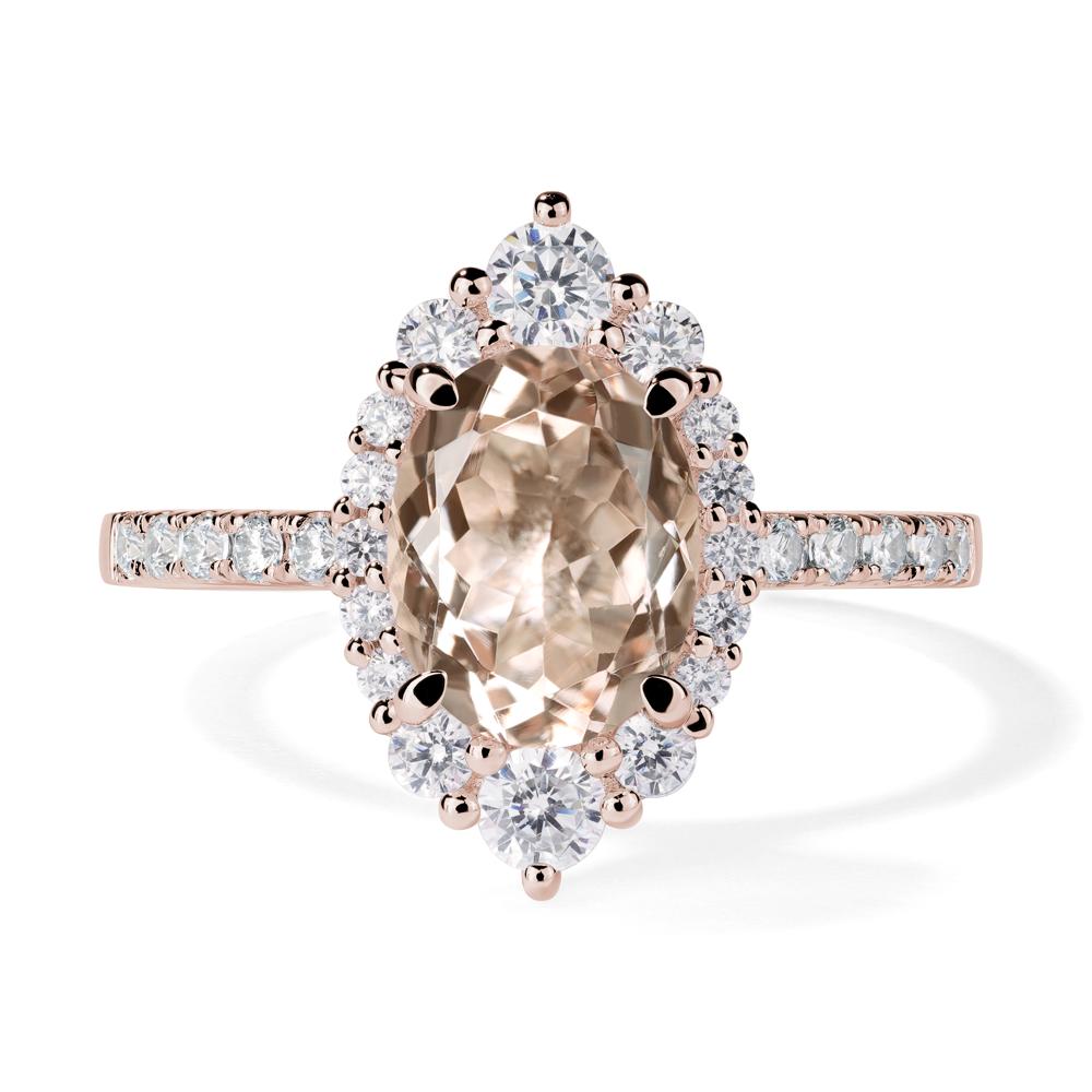 Morganite Ring Halo Engagement Ring - LUO Jewelry #metal_14k rose gold