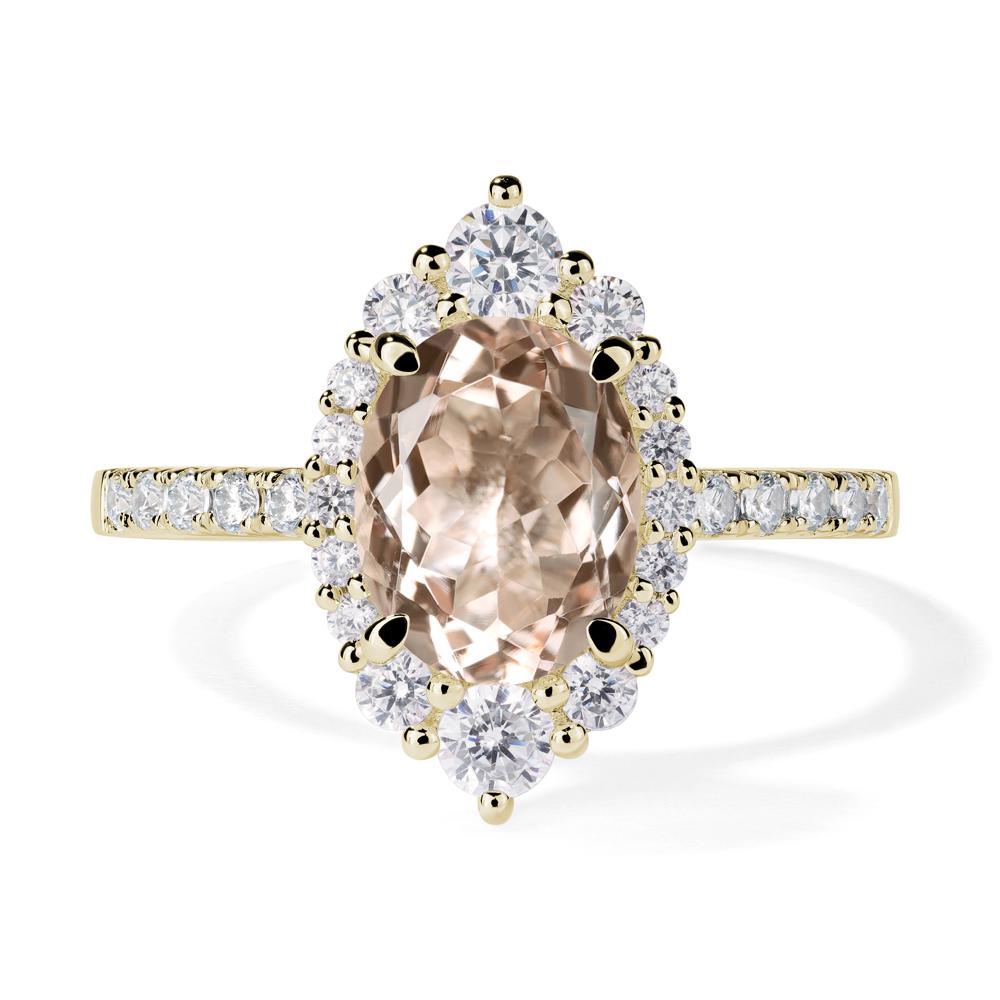 Morganite Ring Halo Engagement Ring - LUO Jewelry #metal_14k yellow gold