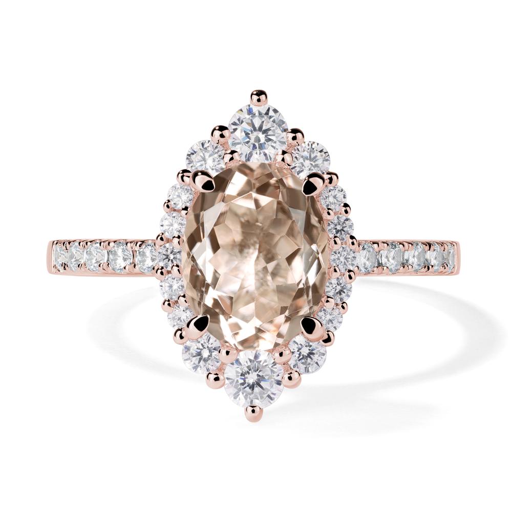 Morganite Ring Halo Engagement Ring - LUO Jewelry #metal_18k rose gold