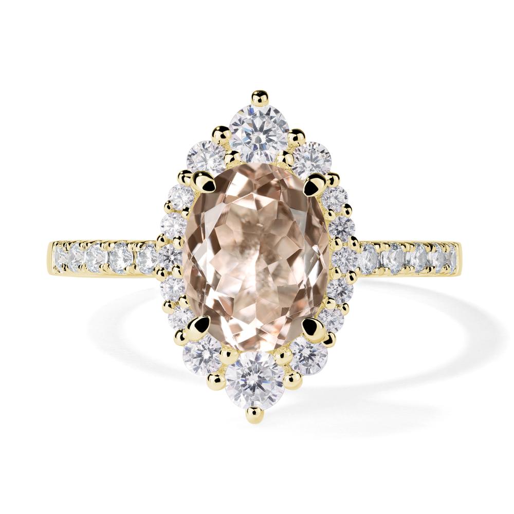 Morganite Ring Halo Engagement Ring - LUO Jewelry #metal_18k yellow gold