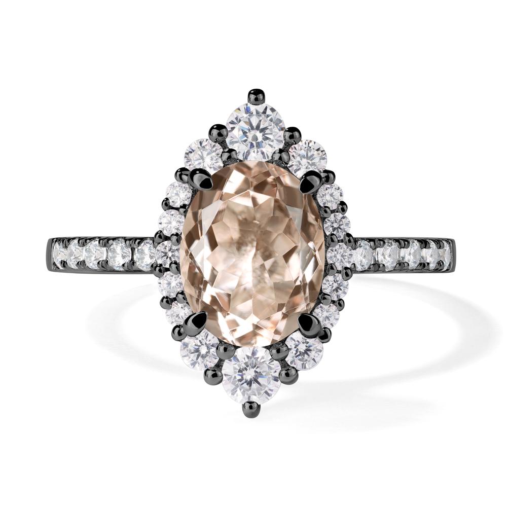 Morganite Ring Halo Engagement Ring - LUO Jewelry #metal_black finish sterling silver