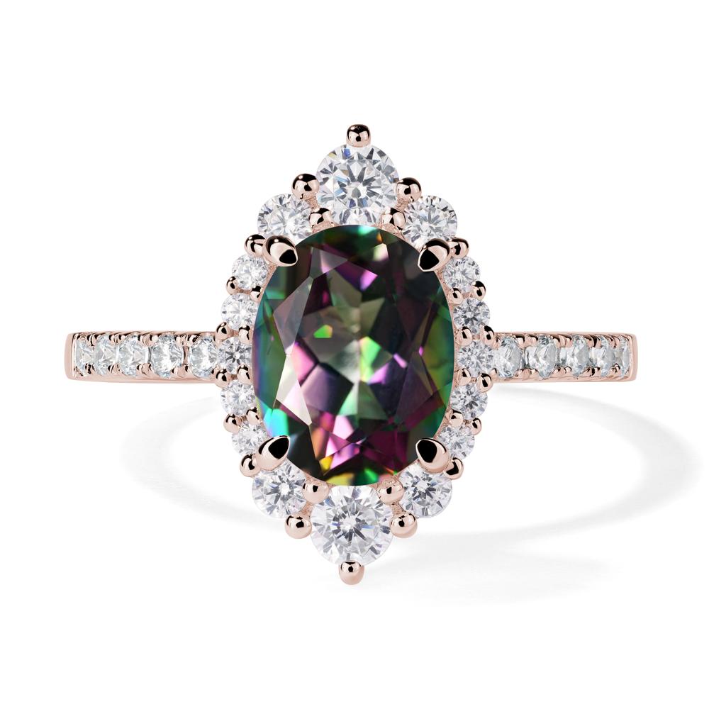 Mystic Topaz Ring Halo Engagement Ring - LUO Jewelry #metal_14k rose gold