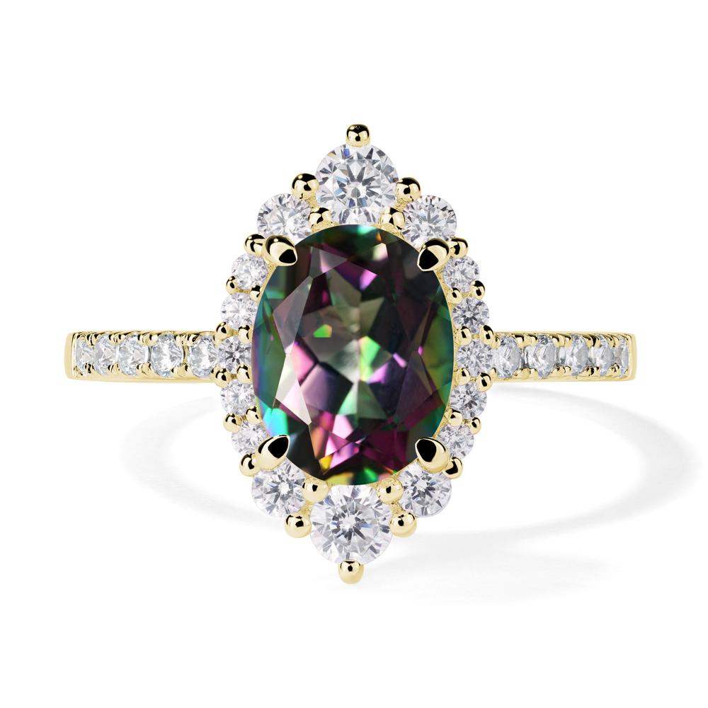 Mystic Topaz Ring Halo Engagement Ring - LUO Jewelry #metal_18k yellow gold