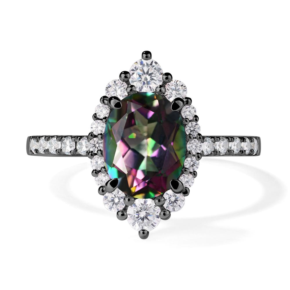 Mystic Topaz Ring Halo Engagement Ring - LUO Jewelry #metal_black finish sterling silver